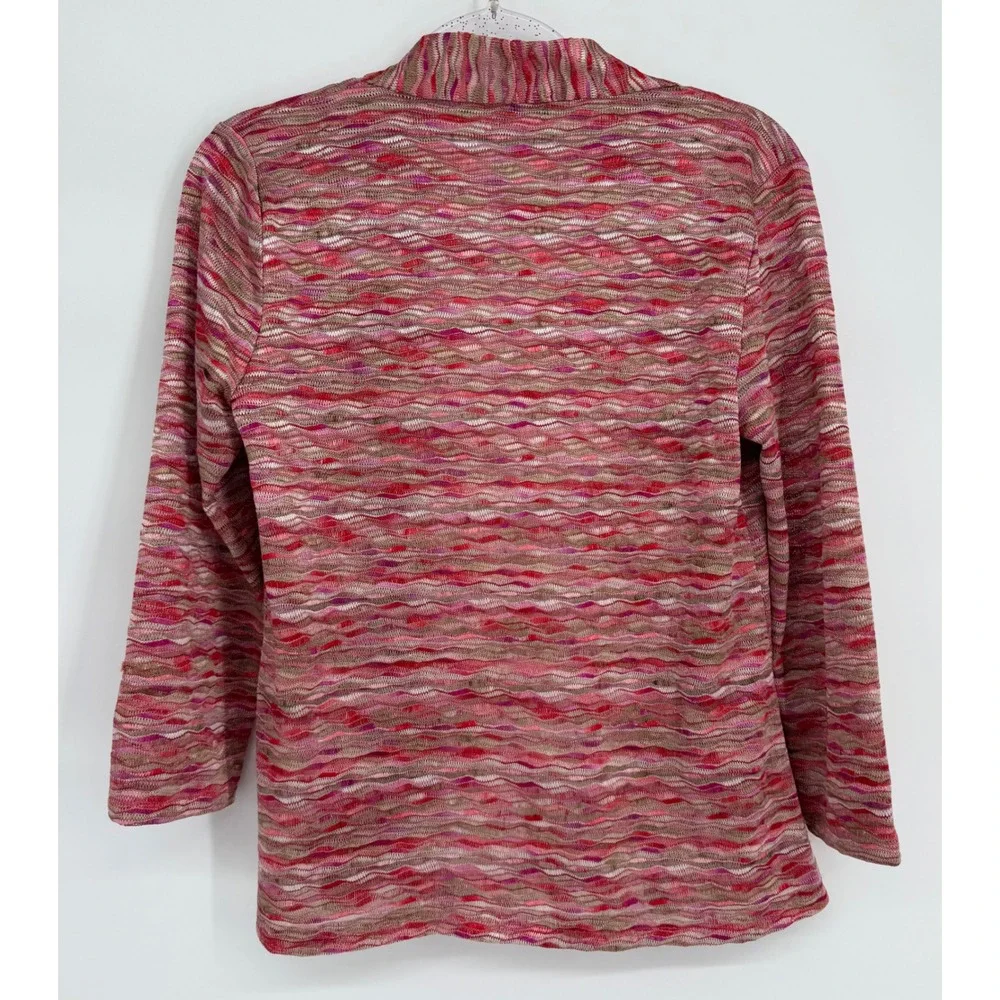 Jones New York Collection Pink Red Space Dye Open Front Cardigan Sweater Sz L